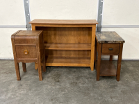 SMALL BOOKCASE(39"x 14"x 30") AND (2) SIDE TABLES