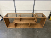 VINTAGE MODULAR WOOD AND GLASS SHELF UNIT- 77-1/2"x 17"x 27" - 4