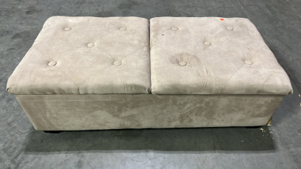 LIGHT TAN OTTOMAN W/ DOUBLE STORAGE