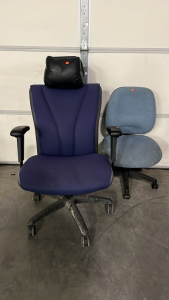 LX OFFICE/ GAMER ROLLING CHAIR AND SMALL BLUE OFFICE CHAIR