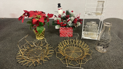 MISCELLANEOUS HOME DECOR AND VINTAGE MILK GLASSES