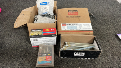 VARIOUS LOG SCREWS, ANCHORS, WASHERS, AND MORE