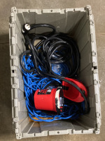 (1) HEAVY DUTY PLASTIC BIN OF TUBING AND CORDS (WATER DAMAGE) - 3