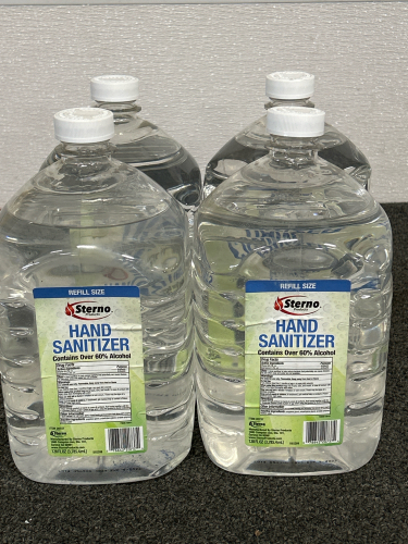 4-1 GALLON JUGS UNOPENED STERNO HAND SANITIZER (60% ALCOHOL)