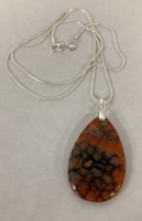 Orange And Black Dragon Veins Agate Necklace