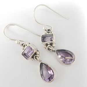 $160 Silver Amethyst Earrings