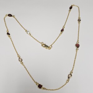 $300 Silver Genuine Multi Gemstone 18" Necklace
