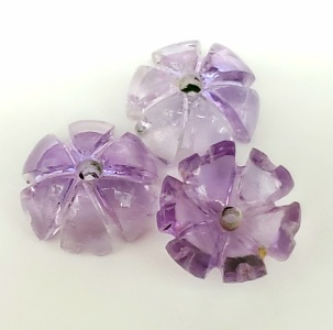 $160 Amethyst Flower For Earring 3Pcs