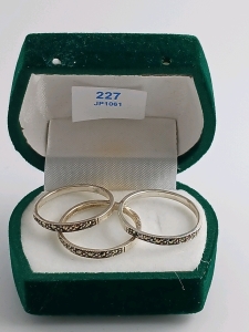(3) .925 Silver Marcasite Rings Size 8