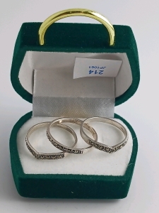 (3) .925 Silver Marcasite Rings Size 7
