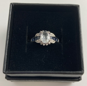 Size 7 Black And Clear Stone Ring