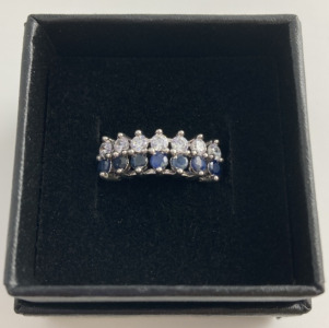 Size 7 Blue And White Stone Ring