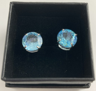 Large Stud Blue Stone Earrings
