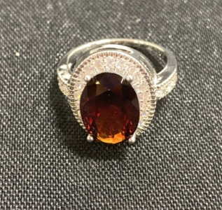 Size 8 Oval Cut Faceted Red Ruby .925 Ring