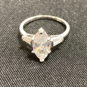 Marquise Cut White Sapphire .925 Ring Size 10