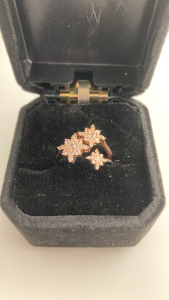 .925 14k Rose Gold Floral Ring Size 7