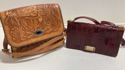(2) Vintage Leather/Faux Leather Purses