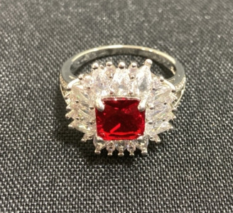 Red Ruby .925 Fashion Ring Size 9