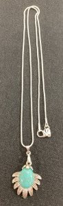 Tibetan Silver Turquoise Insert .925 Necklace