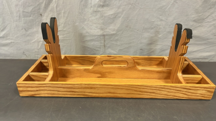 LIGHT COLORED WOOD GUN HOLDER TRAY