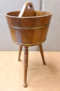 24" H VINTAGE WOOD BUCKET WITH LEGS