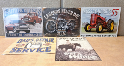 (5) COLLECTIBLE METAL WALL-HANGING SIGNS