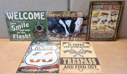 (5) COLLECTIBLE METAL WALL-HANGING SIGNS