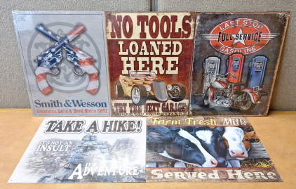(5) COLLECTIBLE METAL WALL-HANGING SIGNS