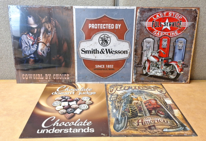 (5) COLLECTIBLE METAL WALL-HANGING SIGNS