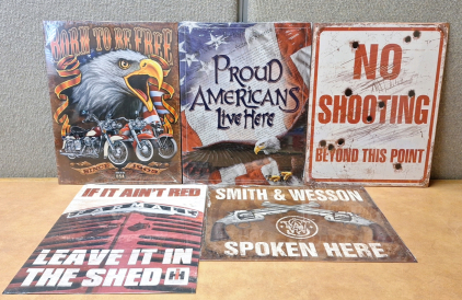 (5) COLLECTIBLE METAL WALL-HANGING SIGNS