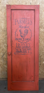 VINTAGE DECORATIVE DOOR WITH CHALK BOARD (80” x 29-3/4” x 1-3/8”)