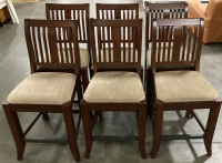 Set of (6) Padded Wood Dining Chairs