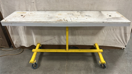 ROLLING LONG WORK BENCH ( PICTURED DAMAGE) ( 34&rdquo;x 68&rdquo;)