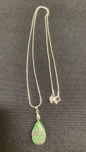 Robyin Fuchsite Gemstone Teardrop .925 Necklace