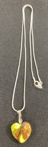 Heart Shaped Sea Sediment Jasper .925 Necklace