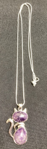 Purple Amethyst Cat .925 Necklace