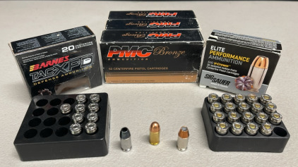 (150) Rounds PMC Bronze 380 90 Grain Centerfire Pistol Cartridges, (25) Rounds Sig Sauer 380 90 Grain Centerfire Cartridges, (10) Round Barnes 380 80 Grain Centerfire Cartridges