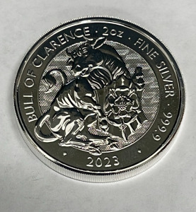 2023 2oz. Fine Silver 999.9 Bull Of Clarence/ Charles III Coin From The British Royal Mint