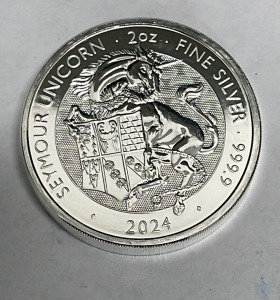 2024 2oz. Fine Silver 999.9 Bull Of Clarence/ Charles III Coin From The British Royal Mint