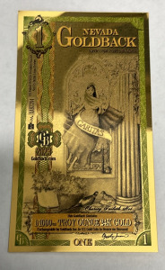 2023 Nevada Goldback 1/1000th Troy Ounce 24k Gold