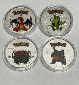 (4) Pok&eacute;mon Character Silver Plated Coins&hellip; Charizard, Celebi, Venusaur, Blastoise