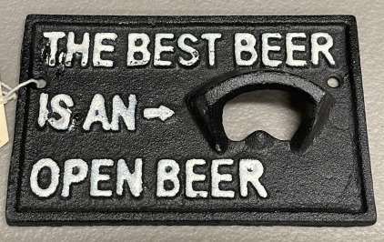 Cast Iron “The Best Beer Is An Open Beer” Wall Mount Bottle Opener