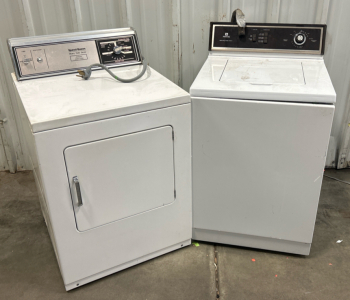 (1) Maytag Heavy Duty Large Capacity Washer (1) Speed Queen Heavy Duty Dryer