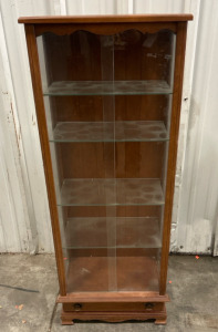 Wooden Cabinet W/ Glass Shelves