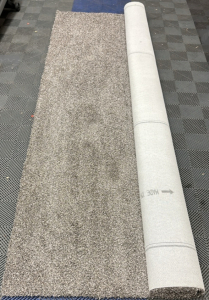 12' Grey And Tan Short Shag Carpet Roll