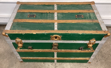 Vintage Green Painted Trunk