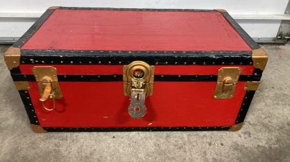 Red Painted Decorative Storage Trunk