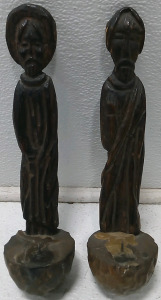(2) Vintage Hand Carved Candle Holders