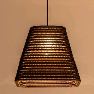 Ahaloye Modern Pendant Lighting Fixture, Brown Corrugated Paper Honeycomb Ceiling Pendant Light