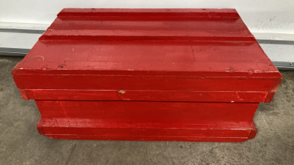 Red Painted Wood Storage Box